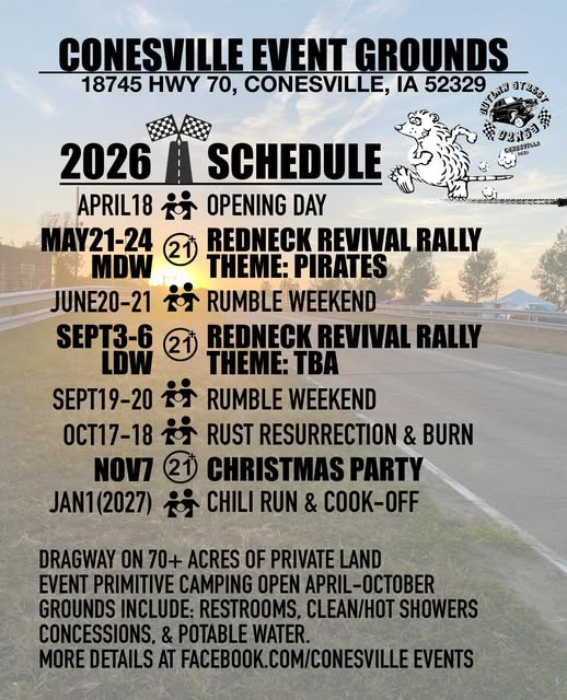 2026 Conesville Schedule